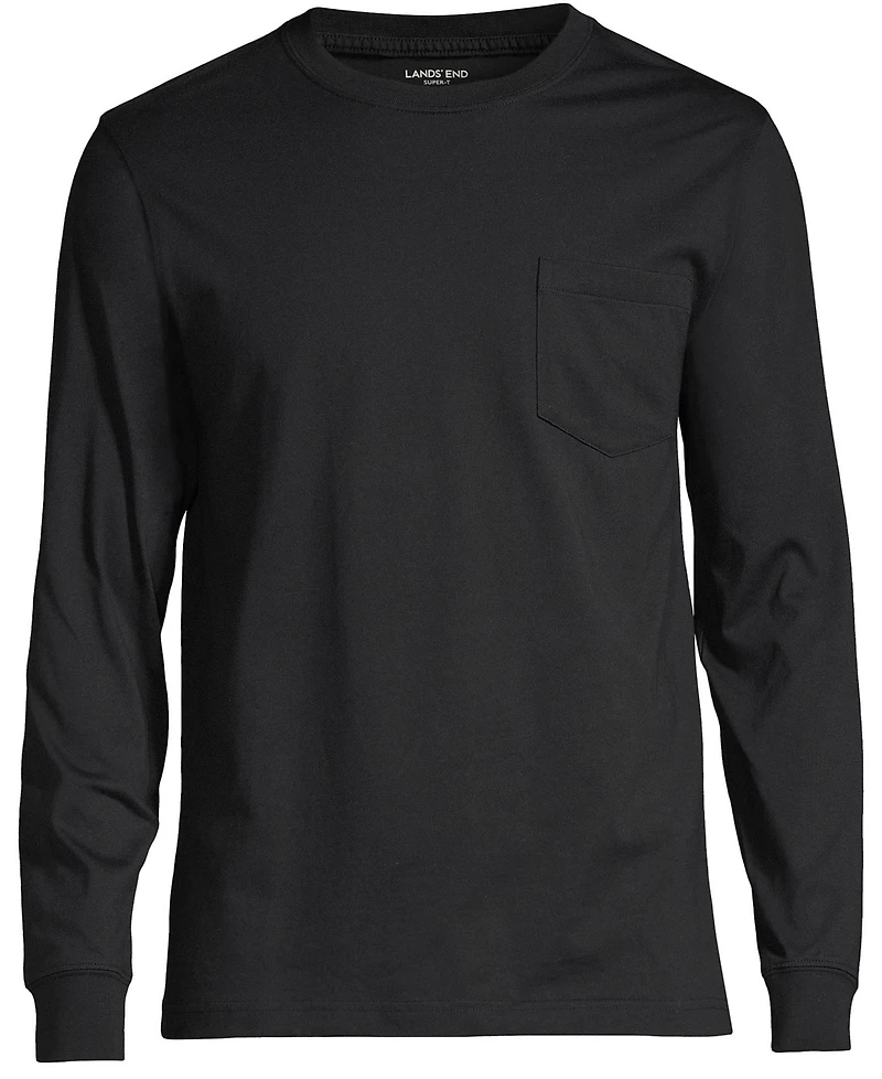 Lands' End Men's Super-t Long Sleeve T-Shirt with Pocket