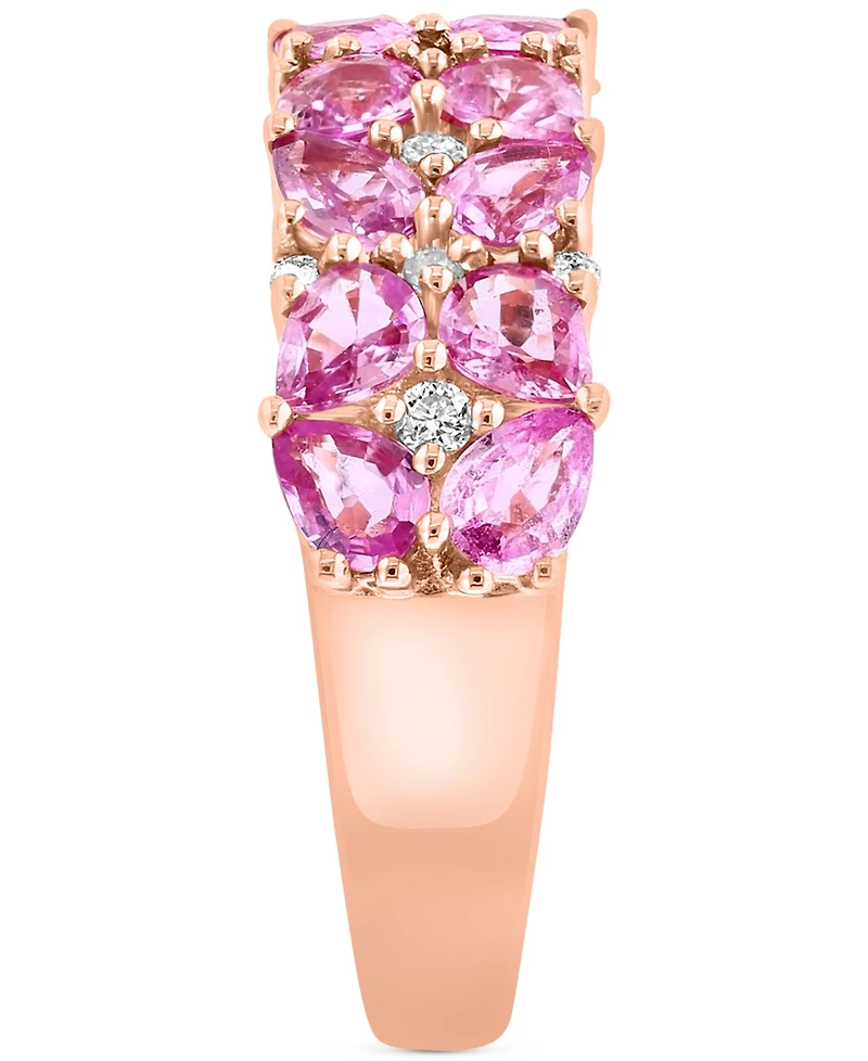 Effy Pink Sapphire (2-1/4 ct. t.w.) & Diamond (1/8 ct. t.w.) Cluster Ring in 14k Rose Gold