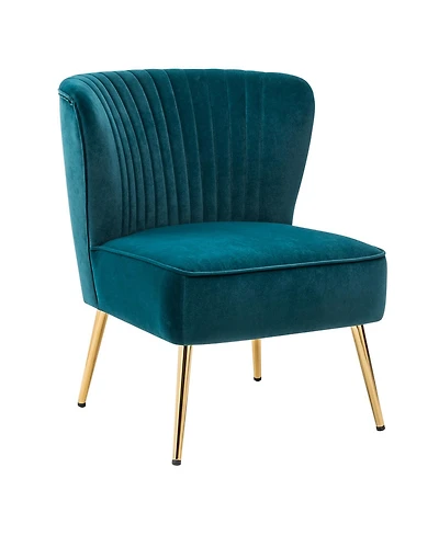 Hulala Home Velvet Accent Chair with Gold Metal Legs for Bedroom Guest Room Vanity