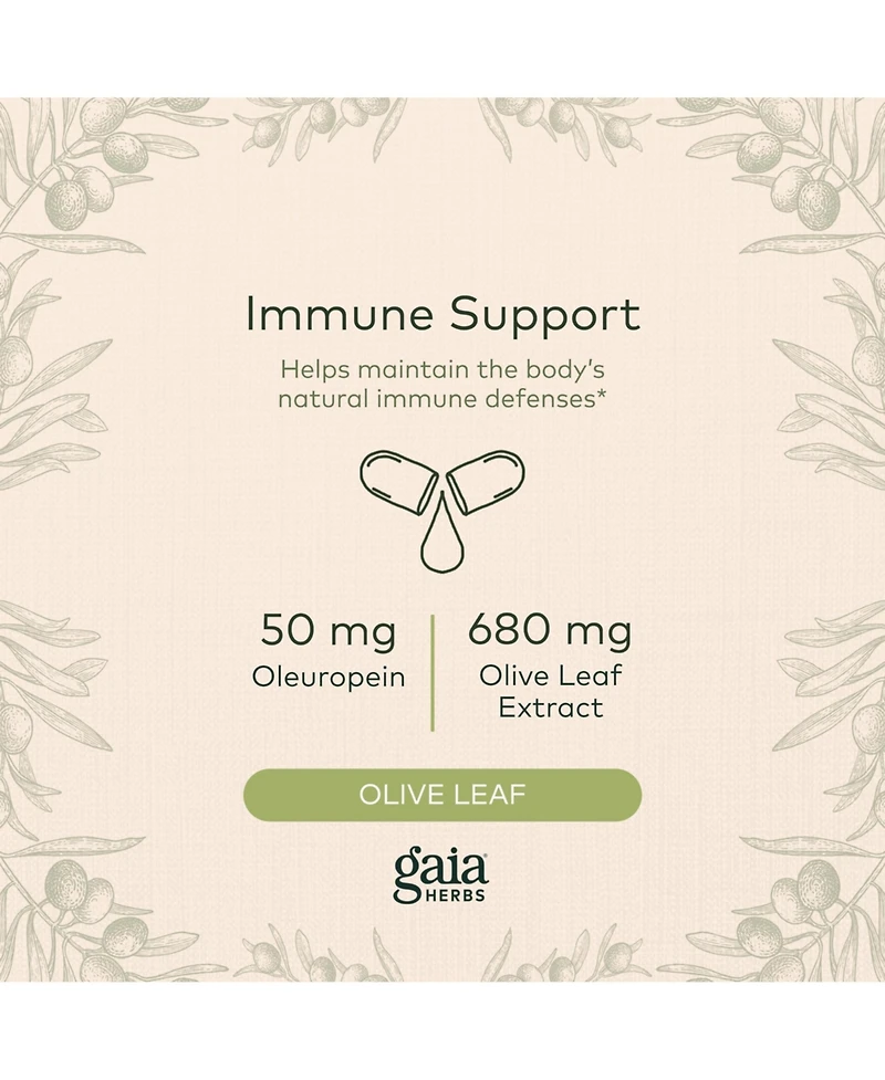 Gaia Herbs Olive Leaf - Traditional Immune Health Support - Immune System Supplement with Olive Leaf Extract and Oleuropein