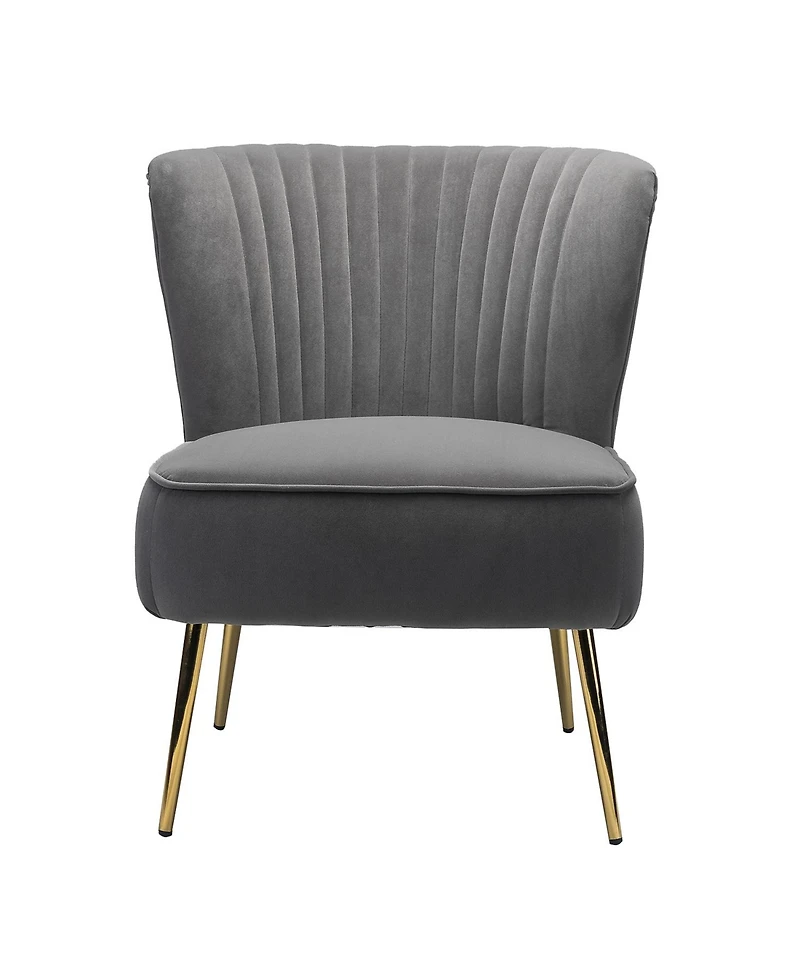 Hulala Home Velvet Accent Chair with Gold Metal Legs for Bedroom Guest Room Vanity