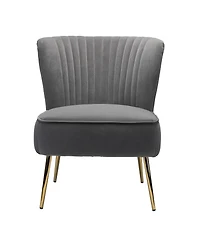 Hulala Home Velvet Accent Chair with Gold Metal Legs for Bedroom Guest Room Vanity