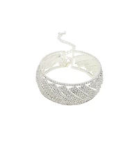 Sohi Women's Silver Embellished Statement Bracelet