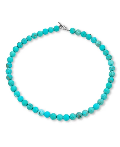 Bling Jewelry Blue Synthetic Compressed Turquoise Round Gem Stone 10MM Bead Strand Necklace Silver Plated Clasp
