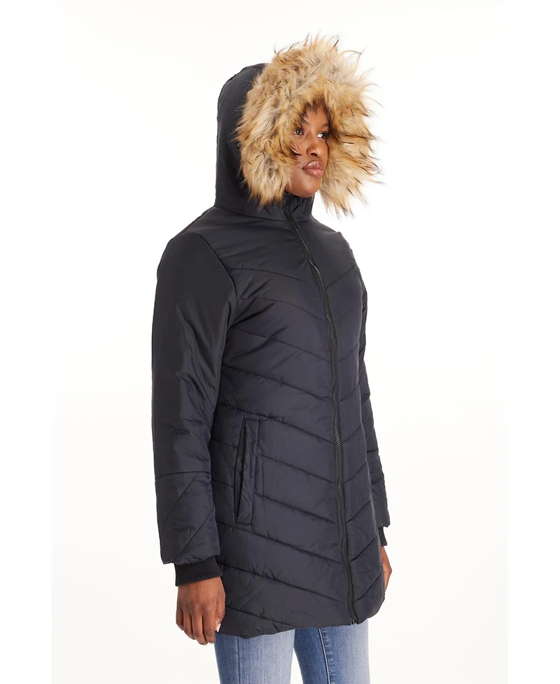 Modern Eternity Maternity Lexi - 3in1 Coat Detachable Faux Fur