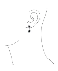 Bling Jewelry Art Deco Style Crown Halo Oval Cubic Zirconia Black Cz Fashion Formal Dangle Drop Earrings Prom Rhodium Plated