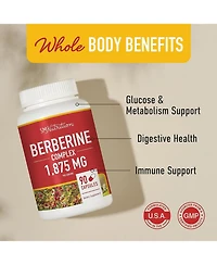 SMNutrition Berberine Hcl Supplement | High Potency 1875mg Complex to Support Glucose Metabolism and Fitness | Plus Bitter Melon & Banaba Leaf | 1500m