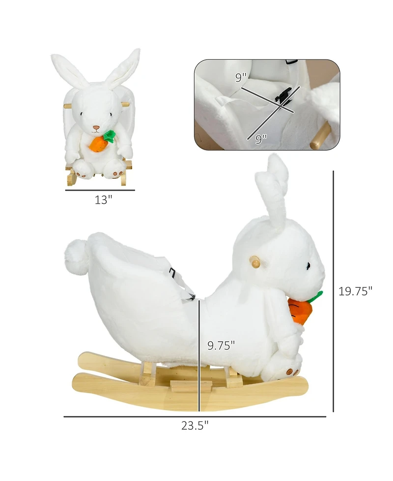 Qaba Baby Rocking Horse, Bunny Rabbit Themed Plush Animal Rocker