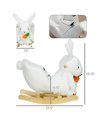 Qaba Baby Rocking Horse, Bunny Rabbit Themed Plush Animal Rocker