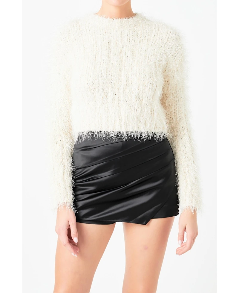 Women's Long Sleeve Cropped Sweater