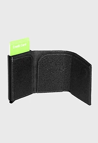 Genuine Leather Caviar Pattern Brown Trifold Card Holder