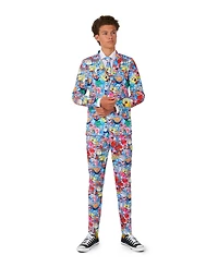OppoSuits Big Boys SpongeBob Frenzy Slim Fit Suit Set Including Blazer, Pants and Clip-On-Tie