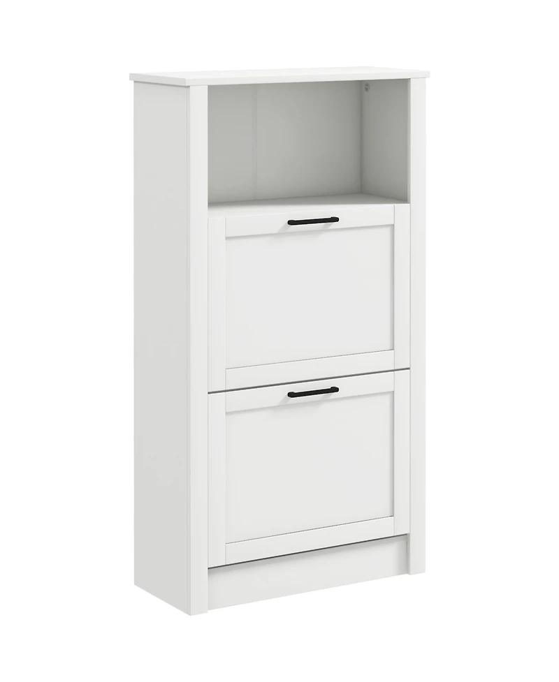 Homcom Shoe Storage Cabinet with Open Compartment and 2 Flip Drawers