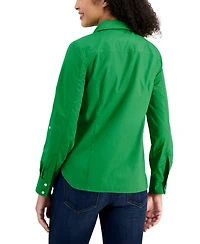 Tommy Hilfiger Women's Cotton Roll-Tab Button-Up Shirt