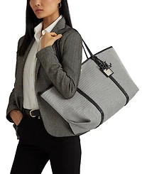 Lauren Ralph Emerie Canvas and Leather Extra Large Tote