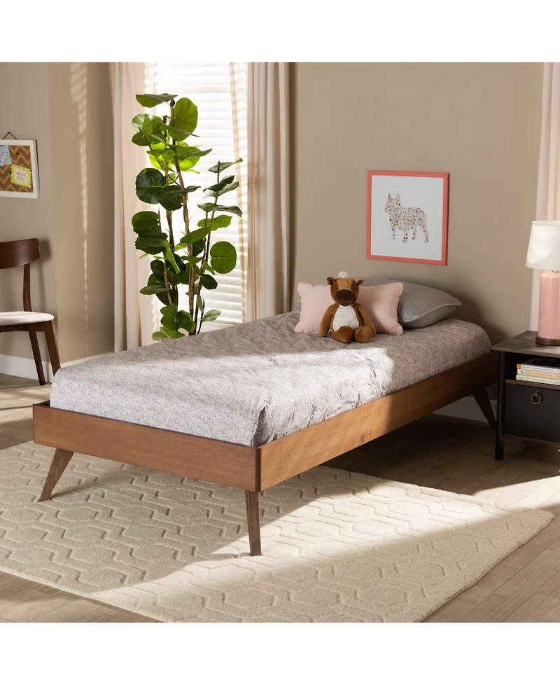 Baxton Studio Lissette Mid-Century Modern Twin Size Finished Wood Platform Bed Frame