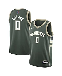 Big Boys Nike Damian Lillard Hunter Green Milwaukee Bucks Swingman Jersey - Icon Edition