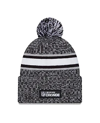 Men's New Era Heather Black Las Vegas Raiders 2023 Inspire Change Cuffed Knit Hat with Pom