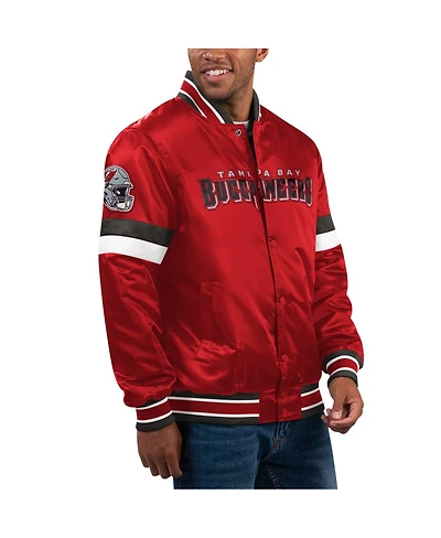 Men's Starter Red Tampa Bay Buccaneers Home Game Satin Full-Snap Varsity Jacket