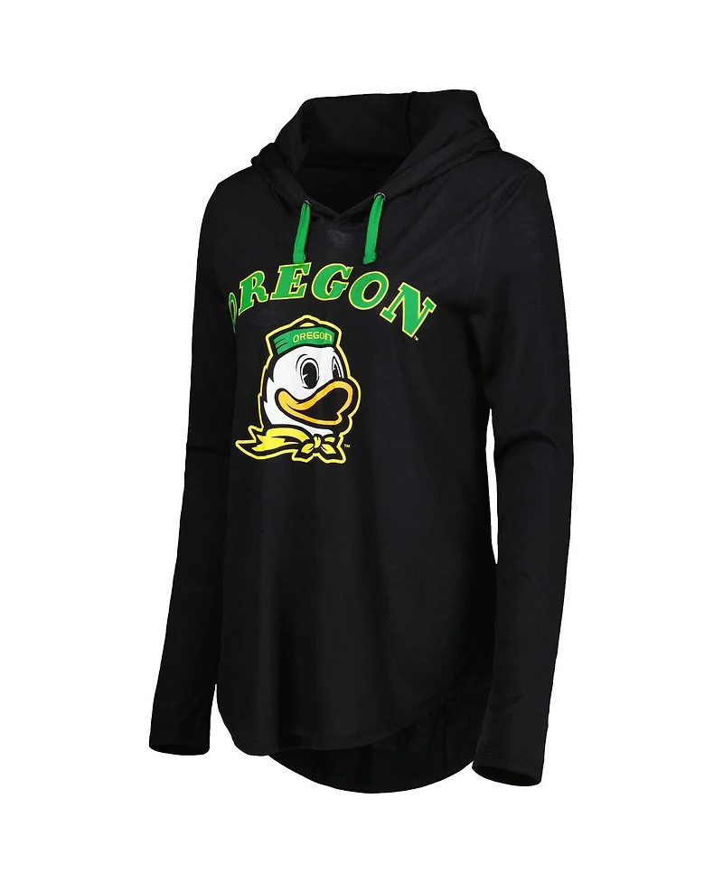 Women's Colosseum Black Oregon Ducks My Lover Lightweight Hooded Long Sleeve T-shirt