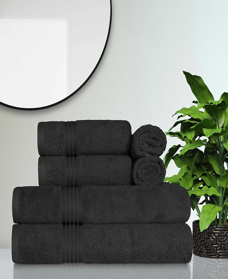 Superior Solid Quick Drying Egyptian Cotton 6 Piece Bath Towel Set