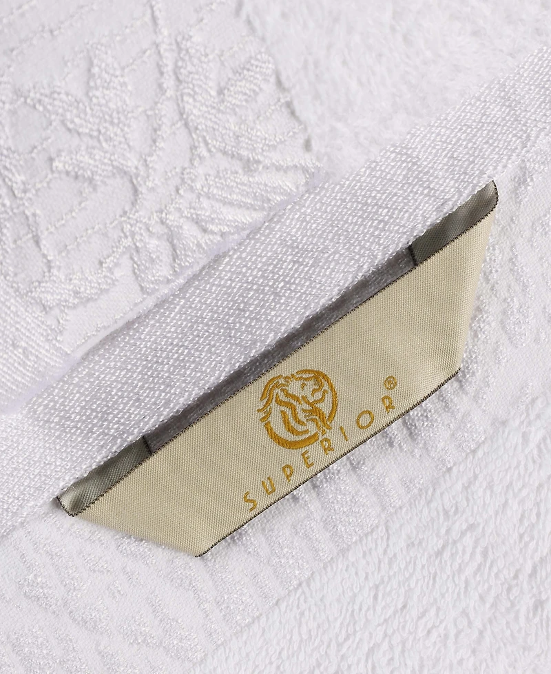 Superior Wisteria Floral Embroidered Jacquard Border Cotton 6 Piece Bath Towel Set