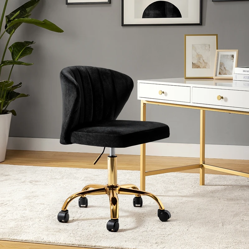 Modern Velvet Cute Armless Office Chair for Living Room Vanity Study