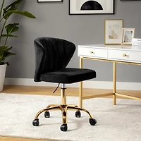 Modern Velvet Cute Armless Office Chair for Living Room Vanity Study