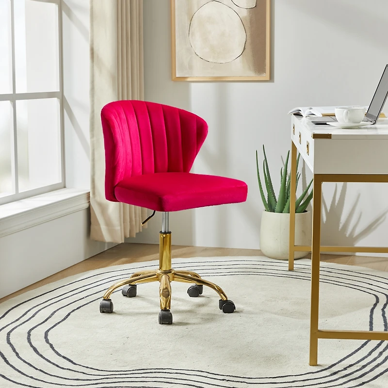 Modern Velvet Cute Armless Office Chair for Living Room Vanity Study