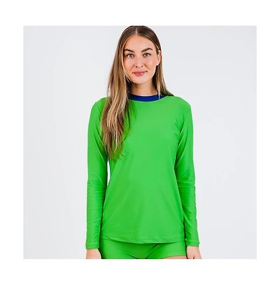Calypsa Women's Back Zip Color Block Rash Guard