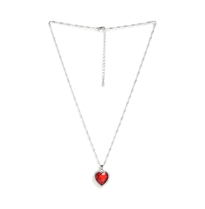 Sohi Women's Red Heart Stone Pendant Necklace