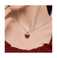 Sohi Women's Red Heart Stone Pendant Necklace