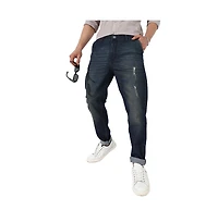 Campus Sutra Men's Dark-Wash Carrot Fit Denim Jeans