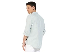 Campus Sutra Men's White & Green Horizontal Chalk Striped Shirt