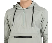 Campus Sutra Men's Sage Green Half-Zip Utility Jacket With Contrast Drawstring