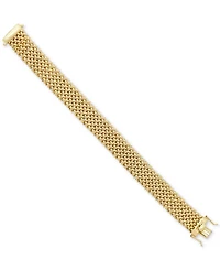 Polished Wide Woven Mesh Link Chain Bracelet in 18k Gold