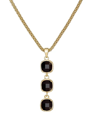 Lapis Lazuli Triple Drop Pendant Necklace in 14k Gold-Plated Sterling Silver, 18 + 3" extender (Also in Turquoise, Citrine, Amethyst, Garnet & Onyx)