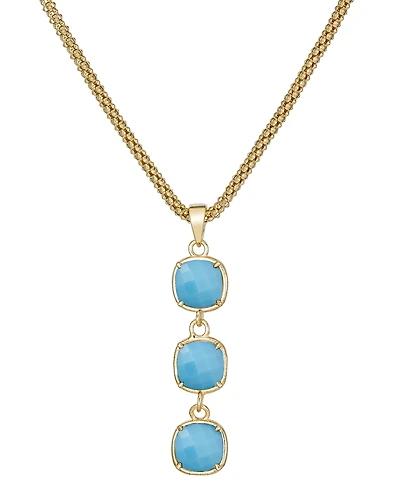Lapis Lazuli Triple Drop Pendant Necklace in 14k Gold-Plated Sterling Silver, 18 + 3" extender (Also in Turquoise, Citrine, Amethyst, Garnet & Onyx)