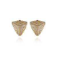 T Tahari Gold-Tone Pyramid Glass Stone Clip On Stud Earrings