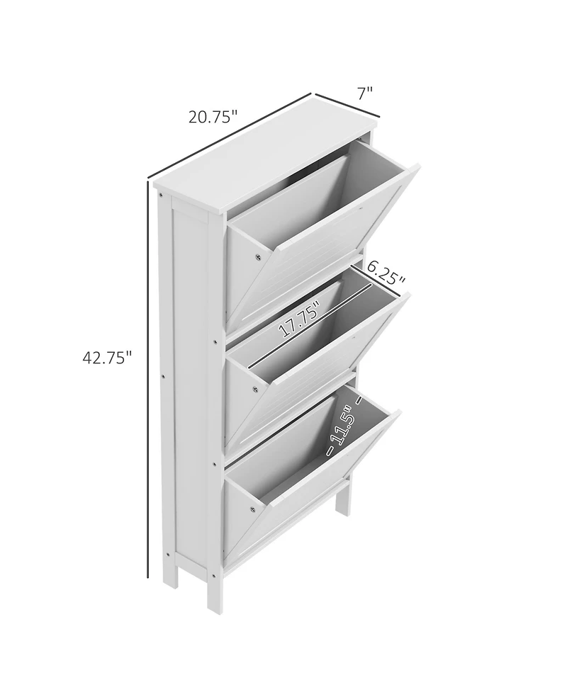 Homcom Modern Shoe Cabinet with 3 Flip Drawers for 6 Pairs,