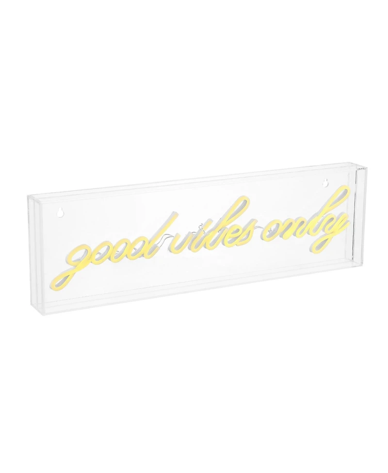 Jonathan Y Good Vibes Only Contemporary Glam Acrylic Box Usb Operated Led Neon Light