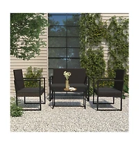 Patio Bench with Cushions Black 41.7" Poly Rattan