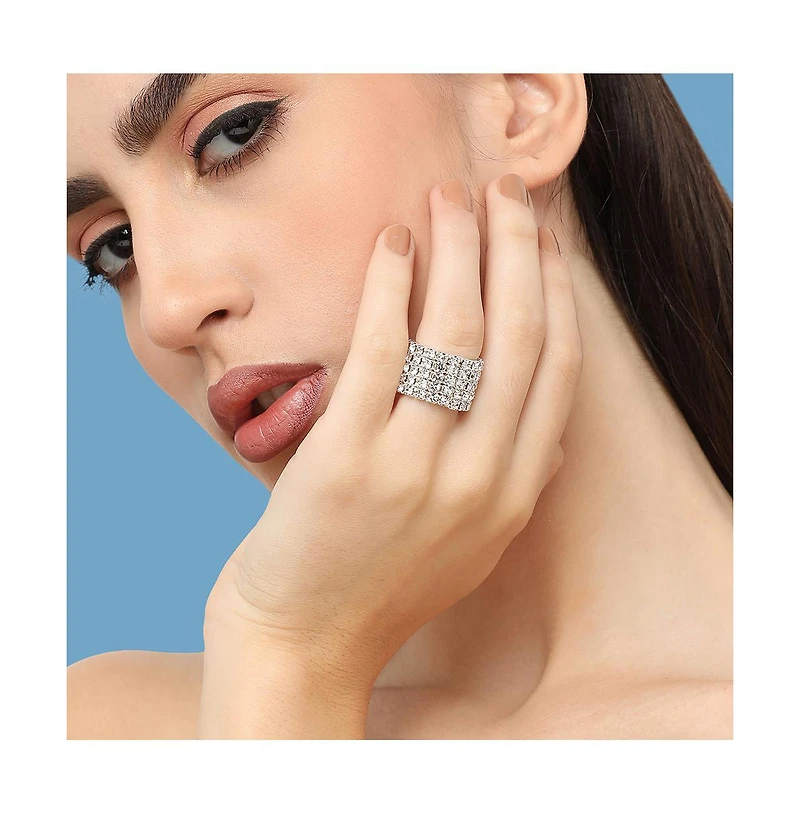 Sohi Women's Silver Bling Strand Band Ring