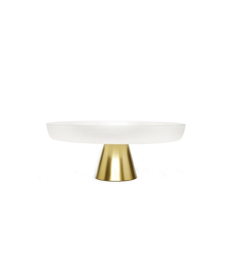 Classic Touch White Glass Cake Plate on Stem, 13.5" D