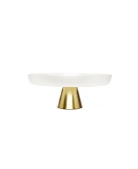 Classic Touch White Glass Cake Plate on Stem, 13.5" D