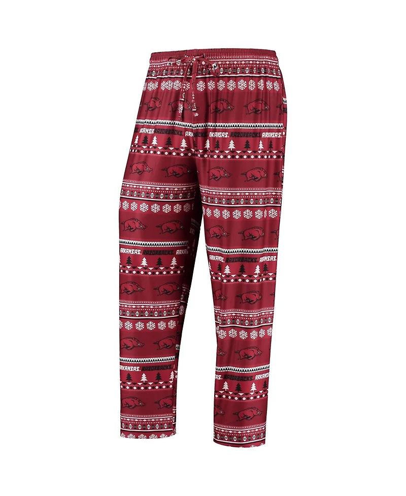 Men's Concepts Sport Cardinal Arkansas Razorbacks Ugly Sweater Long Sleeve T-shirt and Pants Sleep Set