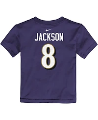 Toddler Boys and Girls Nike Lamar Jackson Purple Baltimore Ravens Player Name Number T-shirt