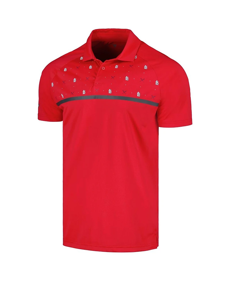 Men's LevelWear Red St. Louis Cardinals Sector Batter Up Raglan Polo Shirt