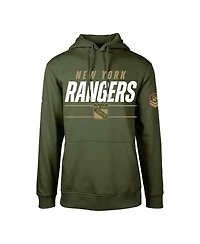 Men's LevelWear Olive New York Rangers Podium Fleece Pullover Hoodie