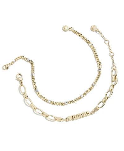 Women's Wear by Erin Andrews x Baublebar Gold Chicago Bears Linear Bracelet Set